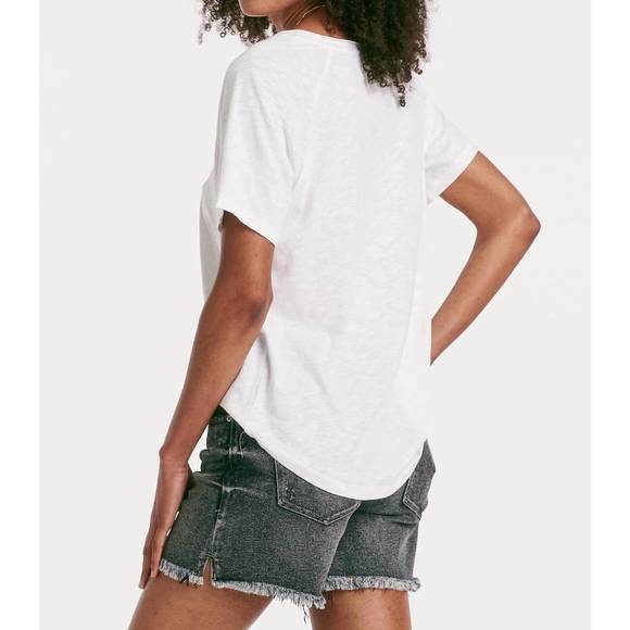 NEW ANOTHER LOVE taylor relaxed v-neck slubbed basic tee in white - Picture 2 of 3